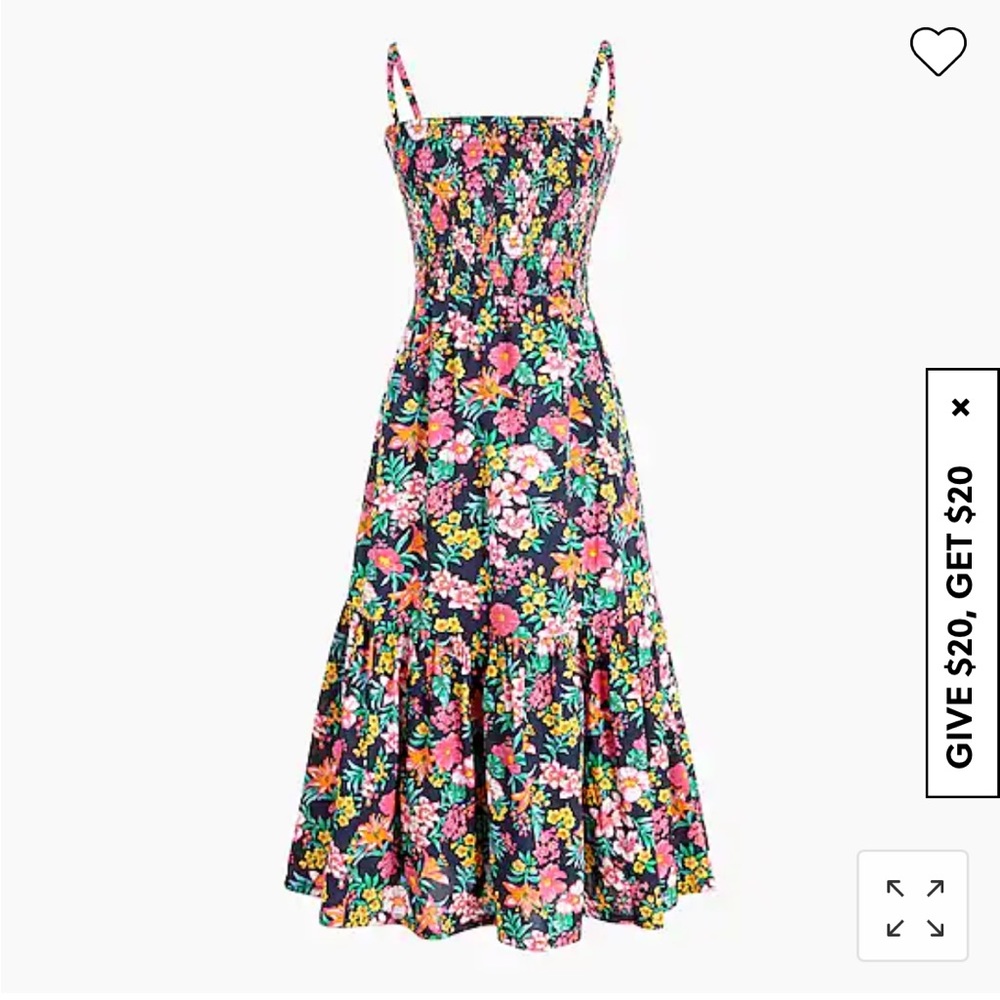 J. Crew Navy Floral Smocked Midi Sundress - Picture 4 of 7